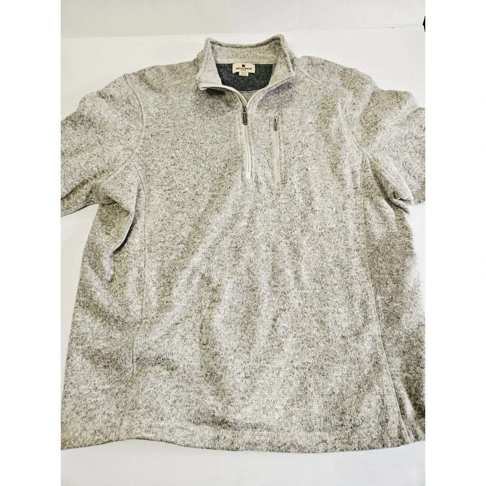 Woolrich Man's Size 2XL Grey Sweater Fleece 1/4 Zip Up Excellent Warm Cozy